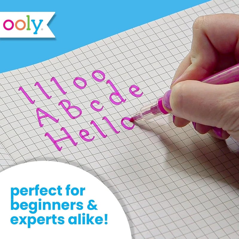 Ooly Calligraphy Duo - 12 Double Ended Calligraphy Pens for Writing & Hand Lettering, Dual Tip Pens for Beginners or Kids Includes 1 Brush & 1 Chisel Tip Pen in Classic Colors - Image 5